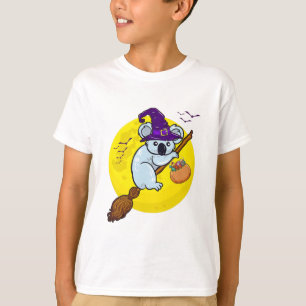 Camiseta Engraçado Feliz Halloween Koala Bear Witch Presen