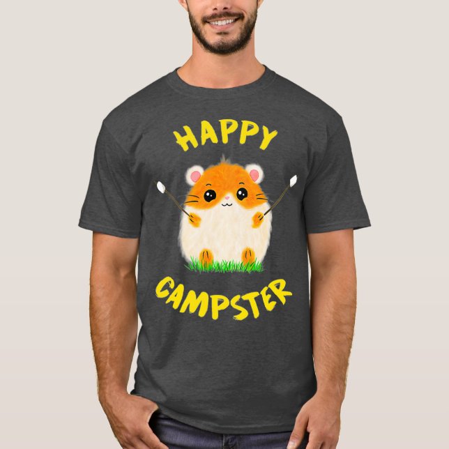 Camiseta Engraçado Feliz Hamster do Camper Feliz (Frente)