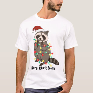 Camiseta Engraçado Feliz Natal Racoon