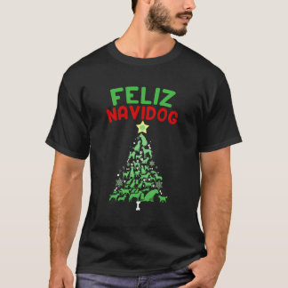 Camiseta Engraçado Feliz Navidog Cães de Natal Pun Cão Love
