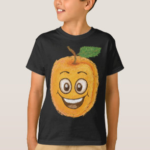 Camiseta Engraçado Feliz Sorriso Apricot Fruta Cartoon Char