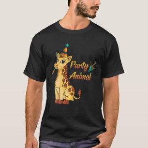 Camiseta Engraçado - Festa Animal - Girafa Birthday - Giraf