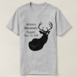 Camiseta Engraçado, Festa de casamento Buck.<br><div class="desc">Esse pinto parece surpreso que ele foi "ensacado e marcado"! O texto inclui a data do casamento e o nome do noivo.</div>