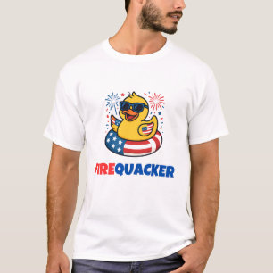 Camiseta Engraçado Firequacker Duck 4 de julho Humor