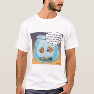 Camiseta Engraçado Fish Direciona desenhos sobre vida e mo