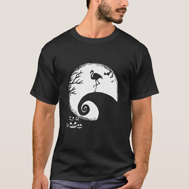 Camiseta Engraçado Flamingo E O Figurino De Halloween Da Lu (Frente)
