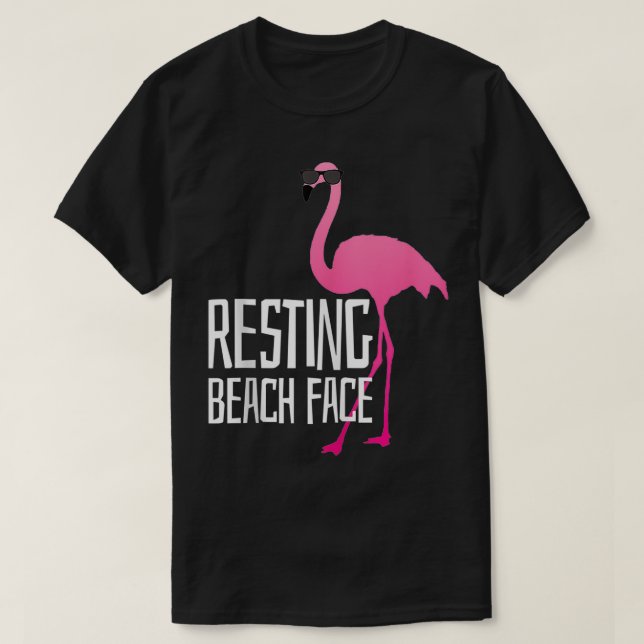 Camiseta Engraçado Flamingo Rest Beach Face (Frente do Design)