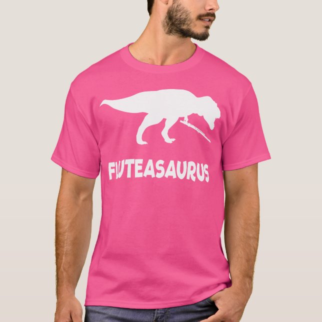 Camiseta Engraçado Fluteasaurus Flute Dinosaur (Camisa Flut (Frente)
