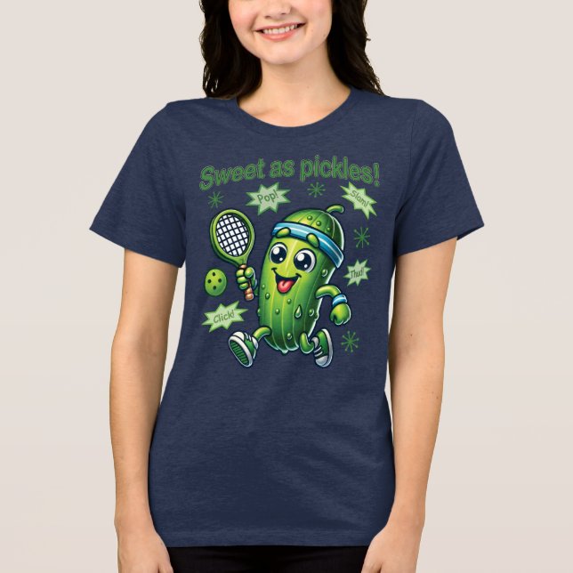 Camiseta Engraçado Fofo Doce como Picles Pickleball (Frente)