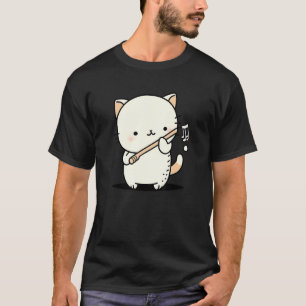 Camiseta Engraçado, Fofo, Gato Tocando Flauta Músico