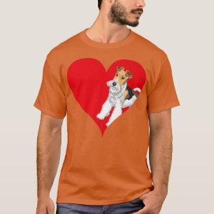 Camiseta Engraçado Forma Coração Fio Fox Terrier Dog Namora