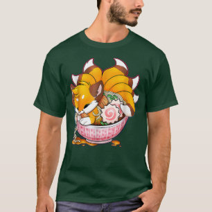 Camiseta Engraçado Fox Ramen Japonês Noodles Cute Kawaii An