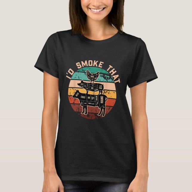 Camiseta Engraçado Fumar Aquele Churrasco Engraçado Retro G (Frente)