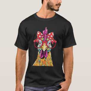 Camiseta Engraçado Galinha Rooster Hen Vestindo Bandana Wom