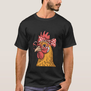 Camiseta Engraçado Galinha Rooster Hen Vestindo Bandana Wom