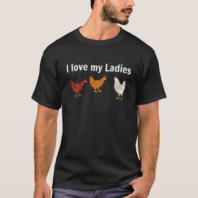 Camiseta Engraçado Galinha T, Fazendeiros De Frango, Eu Amo (Frente)