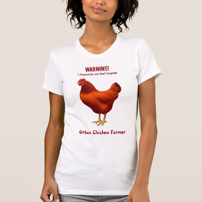Camiseta Engraçado Galinha Urbana Vermelha (Frente)