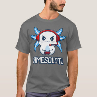 Camiseta Engraçado Gamesolotl Axolotl Peixes Jogando Videos