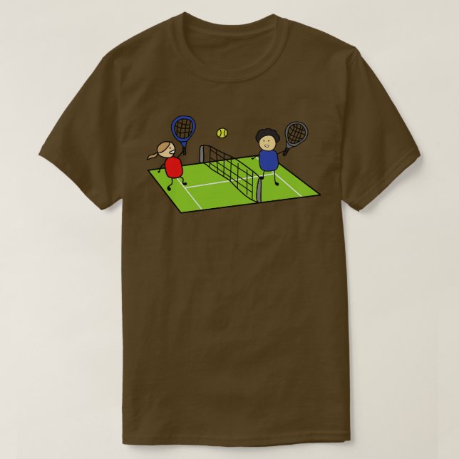 Camiseta Engraçado Garoto E Garota Jogando Tênis Em Um Carr (Frente do Design)