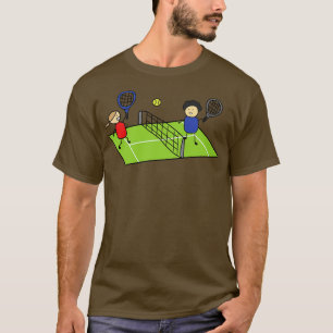 Camiseta Engraçado Garoto E Garota Jogando Tênis Em Um Carr