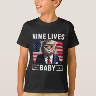 Camiseta Engraçado Gato 9 Vive Bebê Engraçado Votar Para Tr