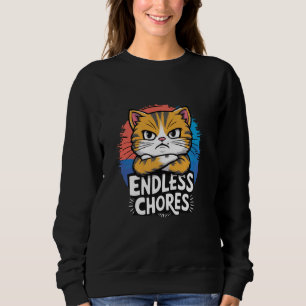 Camiseta Engraçado Gato Chore Day Housework Blues End Chore