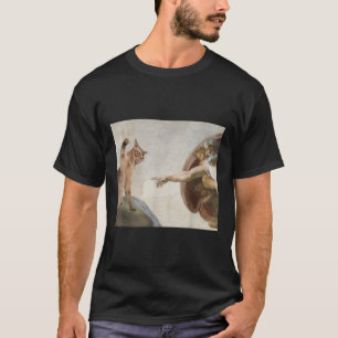 Camiseta Engraçado Gato Criação De Adão Meme Michelangelo J
