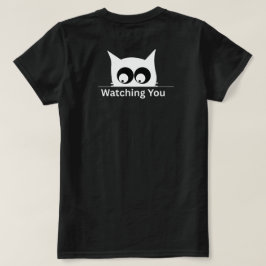 Camiseta Engraçado Gato Observando Você Fofo Minimalista