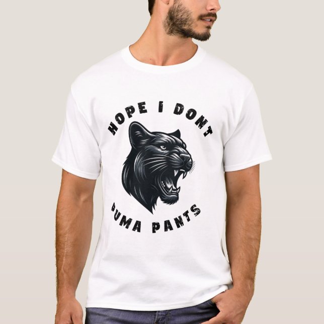 Camiseta Engraçado Gato Pun Esperança Não Pumar Calças (Frente)