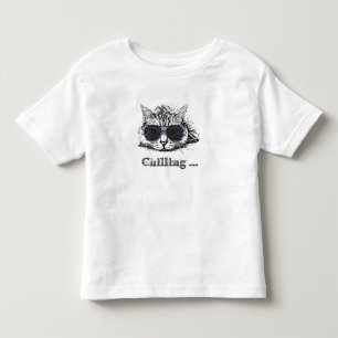 Camiseta Engraçado Gato Refrigerado Com Óculos De Sol Bonit