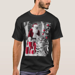 Camiseta Engraçado Gato Selfie Com Papai Noel Memória de Na