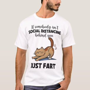 Camiseta Engraçado Gato Sensação de Distância Social