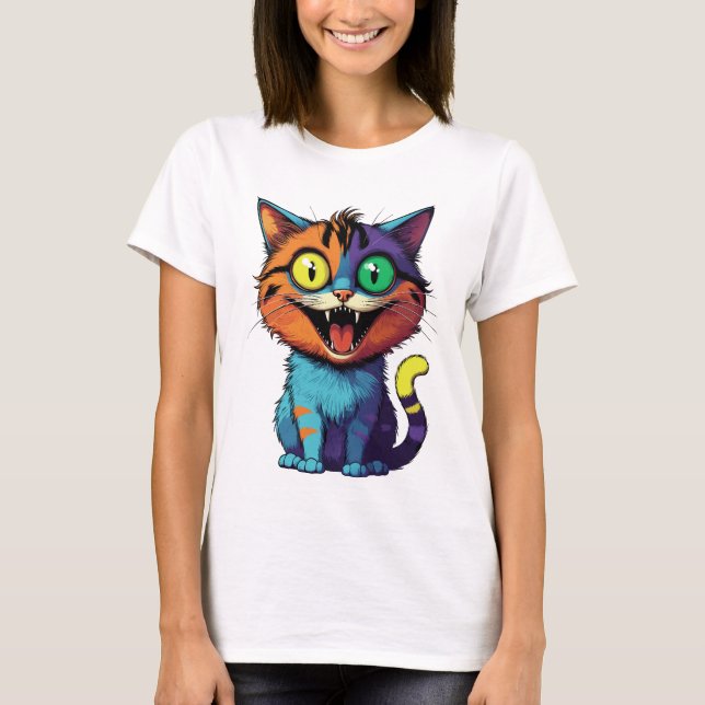 Camiseta Engraçado - Gato Sorriso -  (Frente)