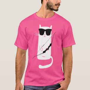 Camiseta Engraçado Gato Vestindo Óculos-de-Sol