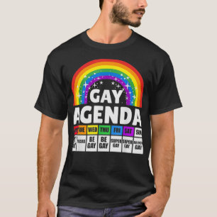 Camiseta Engraçado Gay Agenda Arco-Íris LGBTQ Lésbica Or