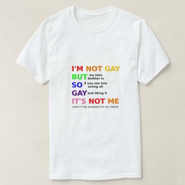 Camiseta Engraçado Gay LGBTQ Dizendo Gay de Presente Ideia  (Frente do Design)