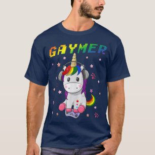 Camiseta Engraçado Gaymer Gaming Unicorn Gamer LGBT Gay Pr