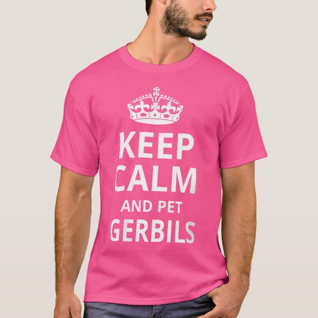 Camiseta Engraçado Gerbil Mantém Calma E Pet Gerbilers (Frente)