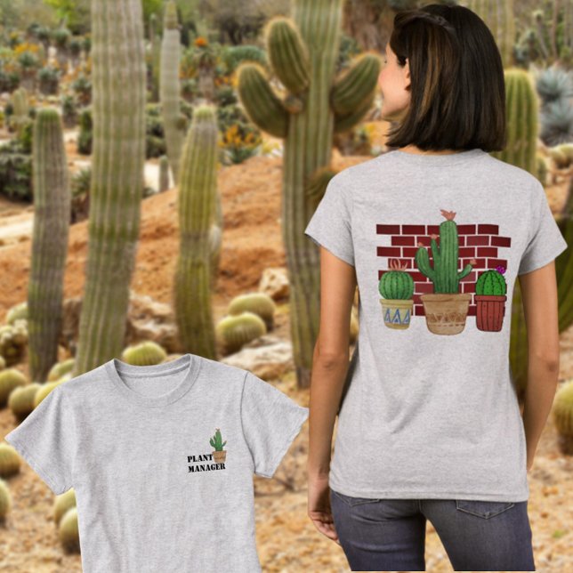 Camiseta Engraçado Gerente de Fábricas de Cactus, frente e  (Criador carregado)