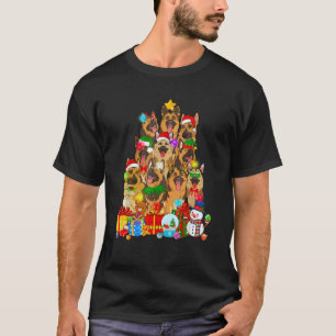 Camiseta Engraçado German shepherd Árvore de Natal Luzes de