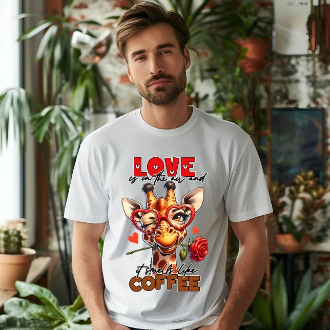 Camiseta Engraçado Girafa Love & Coffee T Shirt (Criador carregado)