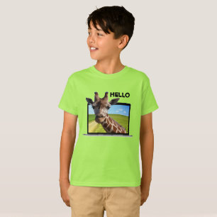 Camiseta Engraçado Girafa na foto de ilusão gráfica 3D do l