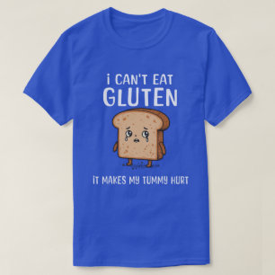 Camiseta Engraçado Gluten Livre "Meu Tummy Magoa" Pão Trist