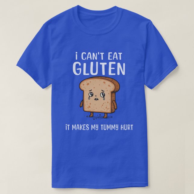 Camiseta Engraçado Gluten Livre "Meu Tummy Magoa" Pão Trist (Frente do Design)