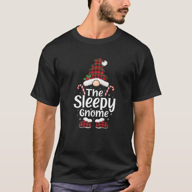 Camiseta Engraçado Gnomo Pajama Sleepy Gnomy Xmas Bonito Ch (Frente)