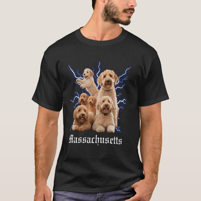 Camiseta Engraçado Golden Doodle Bootleg Massachusetts (Frente)