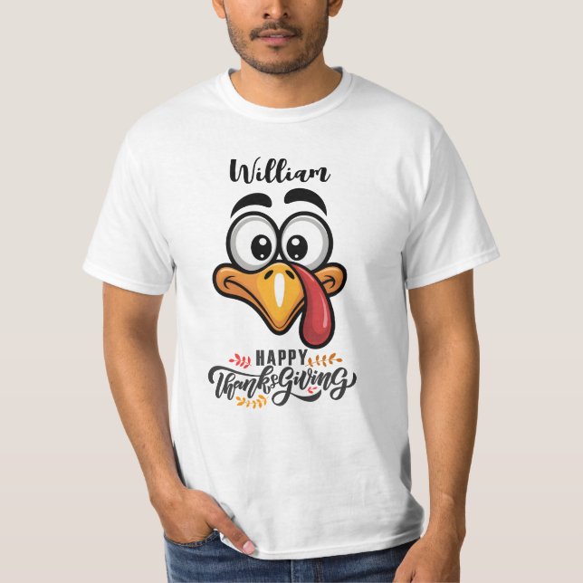 Camiseta Engraçado Goofy Turquia Enfrenta Cartoon Personali (Frente)