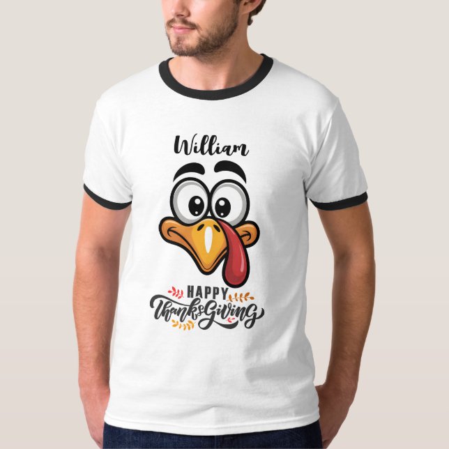 Camiseta Engraçado Goofy Turquia Enfrenta Cartoon Personali (Frente)