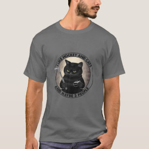 CAMISETA ENGRAÇADO GOSTO DE CHOQUES E GATOS E TALVEZ 3 PES