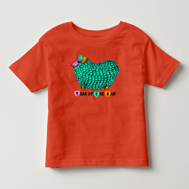Camiseta Engraçado Green Ram Chinês Ano Zodiac Toddler T (Frente)